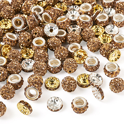 Handmade Polymer Clay Rhinestone Pave Disco Beads RB-TA0001-20B-1
