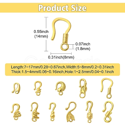 11Pcs 11 Styles 304 Stainless Steel Hook Clasps STAS-CJ0003-39G-1