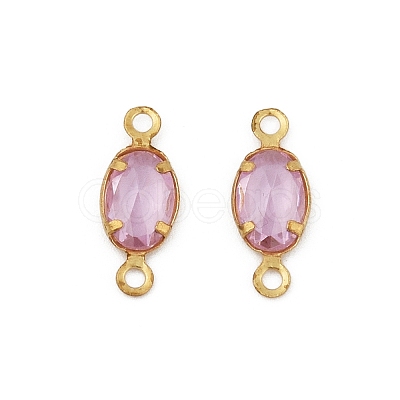 Brass Plum Cubic Zirconia Connector Charms KK-T070-09G-02-1
