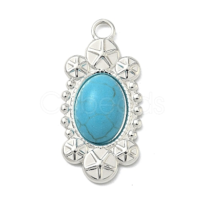 304 Stainless Steel with Dyed Synthetic Turquoise Pendants STAS-G374-05S-01-1