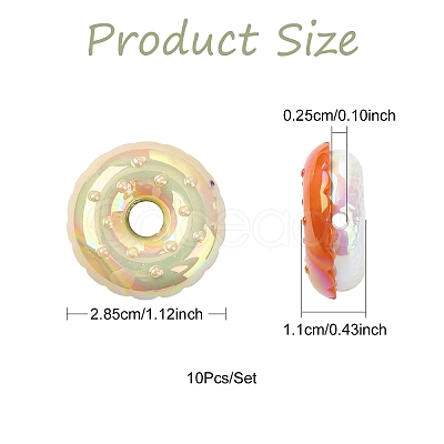 10Pcs UV Plating Opaque Acrylic Beads MACR-YW0004-39-1