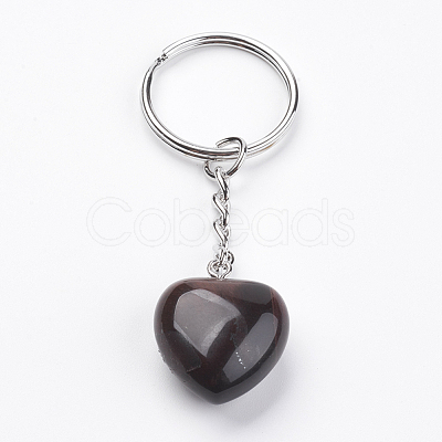 Dyed & Heated Natural Red Tiger Eye Keychain KEYC-F019-02G-1