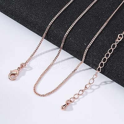 Long-Lasting Plated Brass Curb Chain Necklaces NJEW-K112-07RG-NF-1
