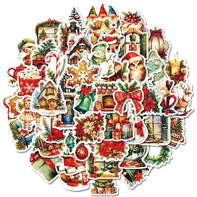 50Pcs Christmas Eve Theme Cartoon Paper Stickers DIY-P085-11-1