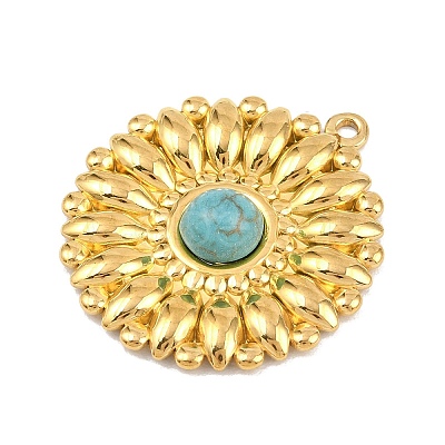 Bohemian Style 304 Stainless Steel with Synthetic Turquoise Pendants STAS-G381-02G-05-1