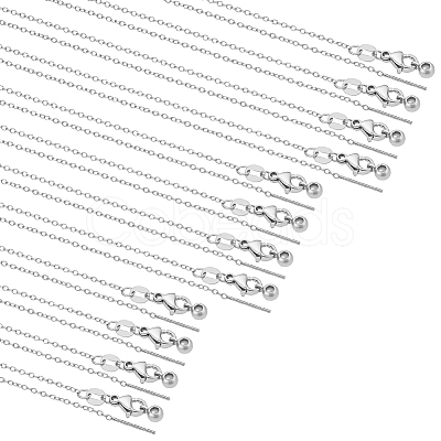12Pcs 3 Styles 304 Stainless Steel Cable Chain Adjustable Slider Necklaces NJEW-NB0001-36P-1