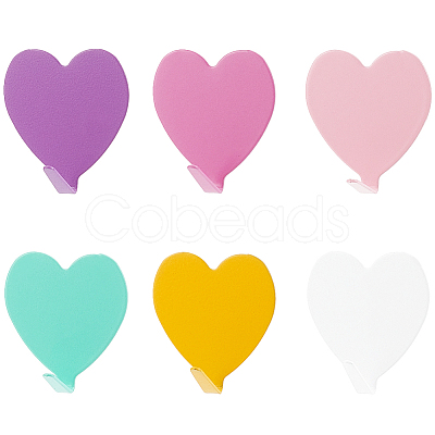 12Pcs 6 Colors Iron Heart-shaped Adhesive Hook AJEW-CN0005-59A-1