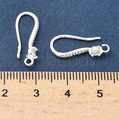 Brass Clear Cubic Zirconia Earring Hooks KK-H532-23S-1