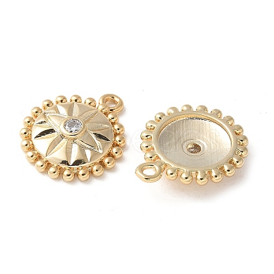 Brass Micro Pave Clear Cubic Zirconia Pendants KK-Q031-38G-1