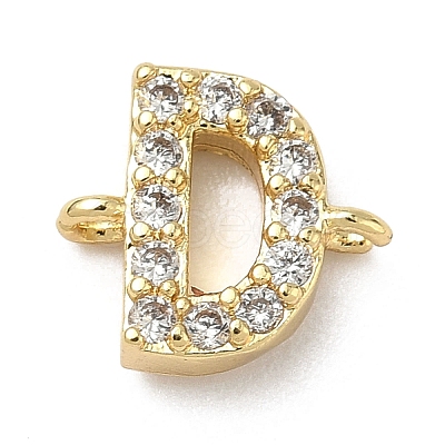 Brass Micro Pave Clear Cubic Zirconia Letter Links Connector Charms KK-I382-07G-D-1