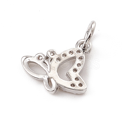 Brass Micro Pave Clear Cubic Zirconia Butterfly Charms ZIRC-F132-54P-1