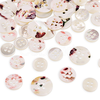 45Pcs 3 Style 4-Holes Shell Buttons BUTT-TA0001-27-1
