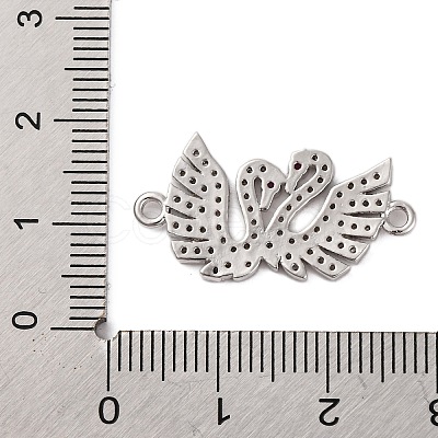 Rack Plating Brass Micro Pave Cubic Zirconia Couple Swan Connector Charms KK-Z070-13P-1