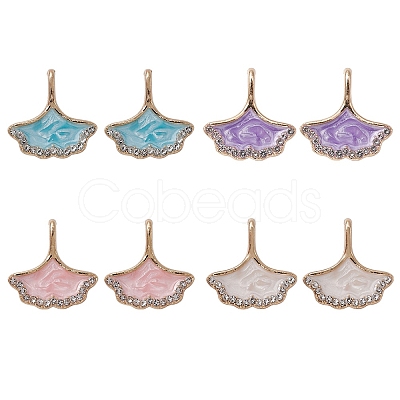 8Pcs 4 Colors Rack Plating Alloy Rhinestone Pendant ENAM-YW0003-23-1