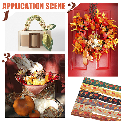 6 Yards 6 Color Autumn Double-Sided Printed Polyester Ribbon OCOR-BC0005-37-1