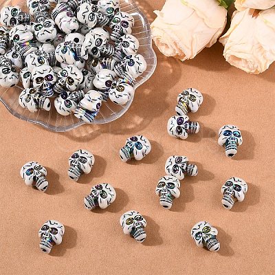 50Pcs Plating Acrylic Beads PACR-YW0001-36-1