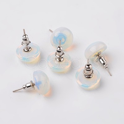 Half Round Dome Opalite Stud Earrings EJEW-L171-10-1