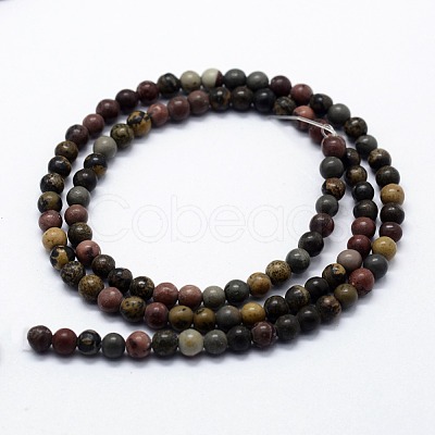 Natural Dendritic Jasper Beads Strands G-I199-20-4mm-1