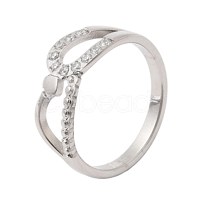 304 Stainless Steel Micro Pave Cubic Zirconia Finger Rings for Women RJEW-A104-01P-1