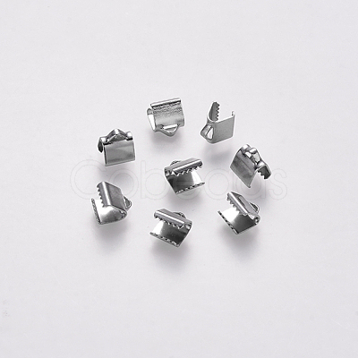 Tarnish Resistant 304 Stainless Steel Ribbon Crimp Ends STAS-S112-001A-P-1