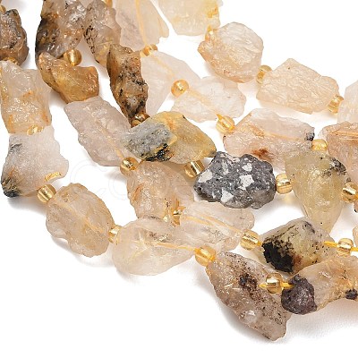 Raw Rough Natural Gold Rutilated Quartz Beads Strands G-A322-B08-01-1
