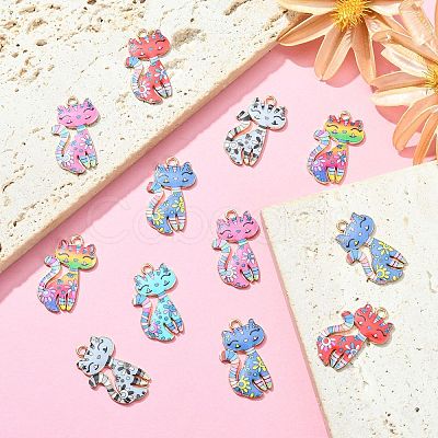 24Pcs 6 Colors Printed Alloy Pendants FIND-SZ0003-39-1