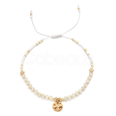 Natural White Jade Braided Bead Bracelet FR2657-6-1