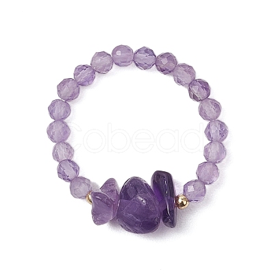 Natural Gemstone Beaded Rings RJEW-TA00191-1