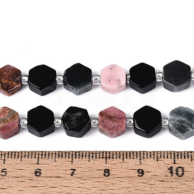 Natural Rhodonite & Eagle Eye & Obsidian Beads Strands G-N358-03A-03-1