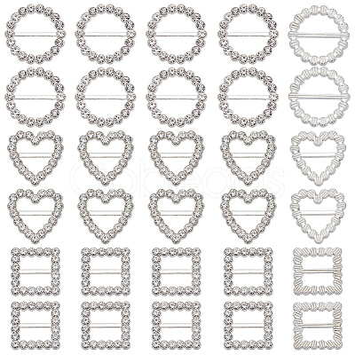 60Pcs 3 Styles Alloy Rhinestone Slider Buckles FIND-CY0001-92-1