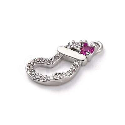 Christmas Series Brass Micro Pave Cubic Zirconia Pendants KK-Q010-01P-01B-1