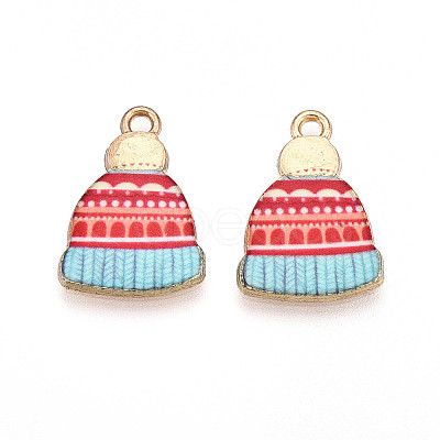 Winter Theme Printed Alloy Pendants PALLOY-H127-03G-03-1