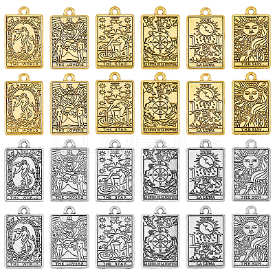 48Pcs 12 Styles Rack Plating Alloy Pendants FIND-DC0003-34-1