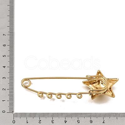 Textured Star 304 Stainless Steel Safety Pins Brooch Findings SA-CBAB767-06B-G-1