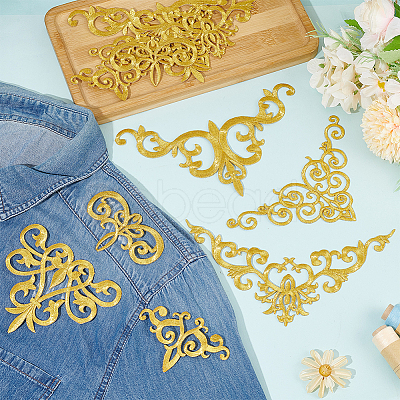 12Pcs 6 Styles Polyester Computerized Embroidery Iron on/Sew on Patches PATC-GO0001-09-1