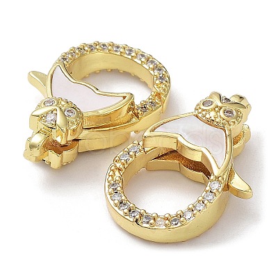 Rack Plating Brass Micro Pave Clear Cubic Zirconia Lobster Claw Clasps KK-F858-07B-G-1