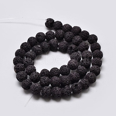 Natural Lava Rock Round Bead Strands X-G-I124-8mm-10-1