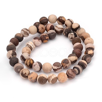 Frosted Round Natural Zebra Jasper Beads G-J338-01-8mm-1