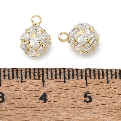 Brass Pave Clear Cubic Zirconia Charms CU-CBAD360-08G-02-1