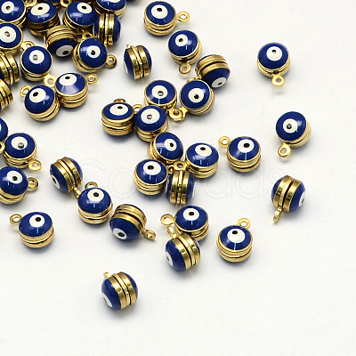 Golden Tone Brass Enamel Charms X-KK-Q571-04I-1
