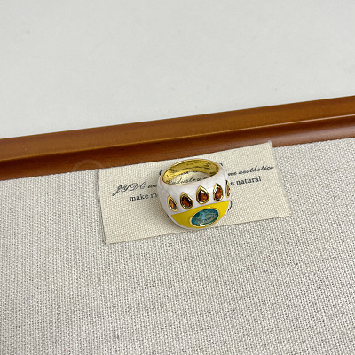Alloy Rhinestone Enamel and Acrylic Finger Rings FS-WG0032C-05-1