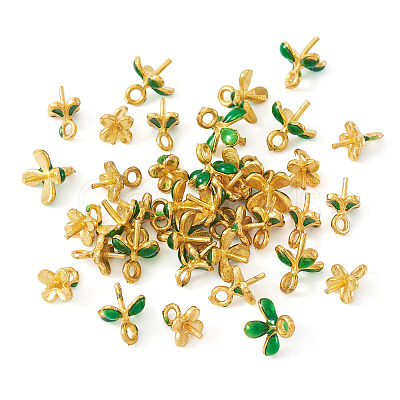 40Pcs 2 Styles Brass Enamel Eye Pin Peg Bails KK-TA0003-44-1