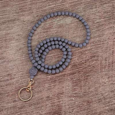 Rose Silicone ID Card Neck Strap Card Holder NJEW-SW00028-08-1