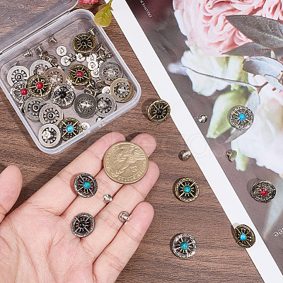 24Bag 12 Styles Alloy Synthetic Stone Beads Buttons BUTT-CP0001-17-1