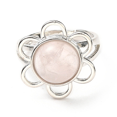 Natural Rose Quartz Adjustable Rings RJEW-P043-01P-22-1