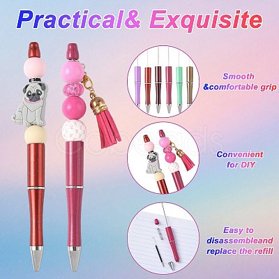 10Pcs ABS Plastic & Iron Ball-Point Pen AJEW-FS0001-41E-1