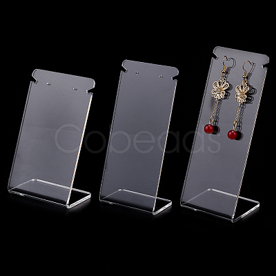 3Pcs 3 Styles Transparent Acrylic Earring Display Stands Set EDIS-WH0006-41-1