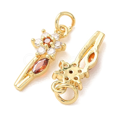 Brass Micro Pave Orange Red Cubic Zirconia Pendants CU-E003-10G-C-1