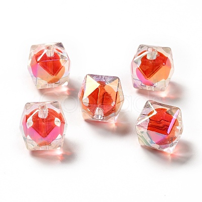 Two Tone UV Plating Rainbow Iridescent Acrylic Beads TACR-D010-02F-1