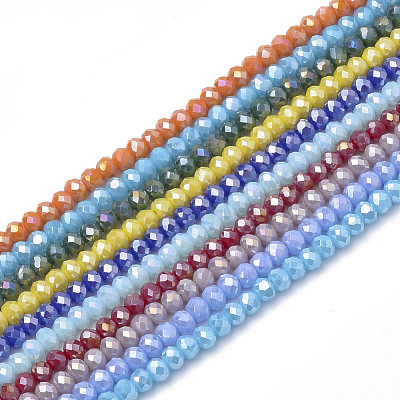 Electroplate Glass Beads Strands EGLA-Q115-6x4mm-M-1